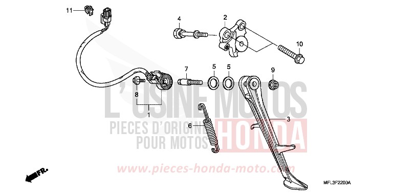 BEQUILLE von CBR1000RR "Fireblade" PEARL SUNBEAM WHITE (NHA66HA) von 2009